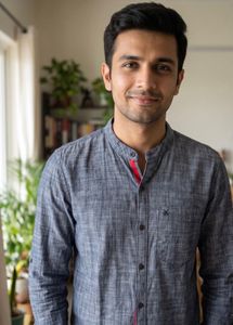 Blue Chambray Mandarin Collar Shirt