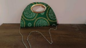 Elegant Green Ethnic Clutch Bag