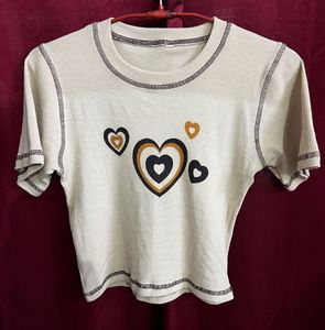 Cute Heart Print Crop Top