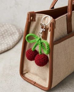 Handmade Crochet Cherry Keychain