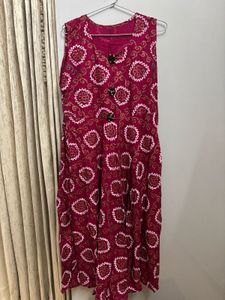 Pink Printed Casual Dress