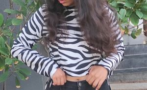Trending Black And White Cheetah Print Top