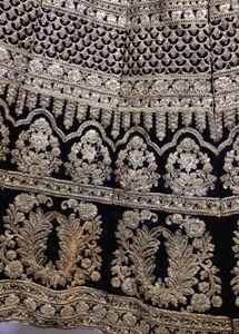 dark blue velvet fabric &amp; Gold Embroidered Lehenge