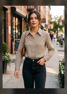 Classic Geometric Print Button-Up Shirt