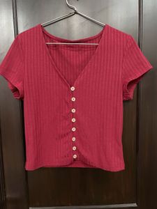 Red Button-Up Top
