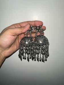 combo of 2  Oxidized Silver Jhumkas