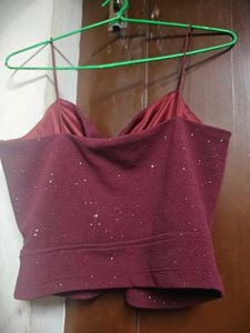 Fyre Rose Burgundy Sparkle Top | Size XS