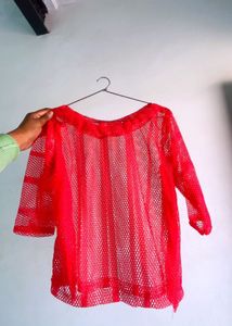 Red Mesh Top - Trendy Style
