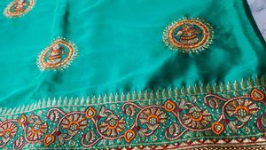Green Embroidered Saree