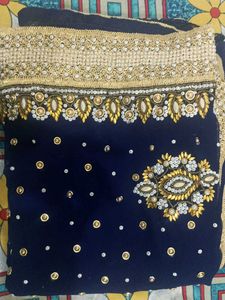 Elegant Blue Embroidered Saree