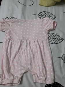 Baby Girl's Pink Polka Dot Romper