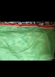 Vibrant Green Saree with Red Border