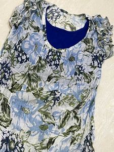 Floral Print Sheer Top with attached Inner