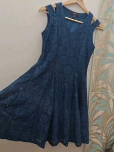 Elegant Navy Blue Lace Dress