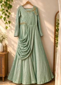 Sparkling Mint Green Ethnic Gown