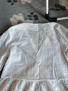 White Eyelet Tiered Kurta Top