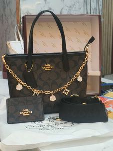 Coach Coffee Brown 🤎 with charm &amp; Cardholder