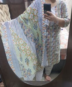 Pure cotton geomatric print suit set size 44