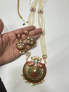 Exquisite Peacock Pearl Necklace &amp; Earring Set