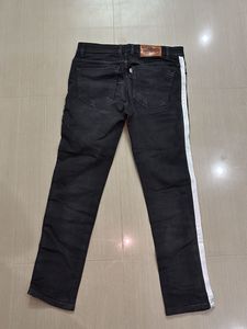 Men's Black Jeans with Side Stripe