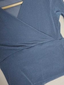 Sparkly Blue Wrap Top