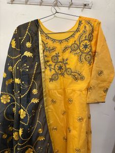 Beautiful Yellow Embroidered Ethnic Gown