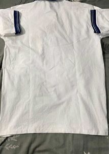 Men's White Polo T-Shirt with Blue Accents