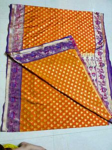 Exquisite Orange Brocade Saree