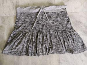 Grey Abstract Print Tiered Mini Skirt