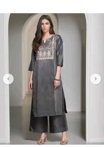 Elegant Grey Kurta Palazzo Set