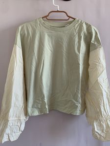 Oversized Light Yellow Top with Balloon Sleeves