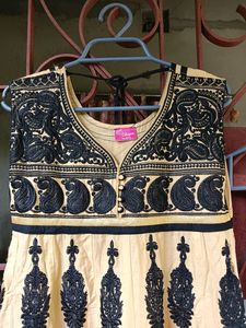 Embroidred Flared Anarkali Churidar Dupata Set🖤💛