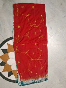 Elegant Red Embroidered odhna