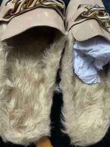 Chain Detail Fur Lined Loafers