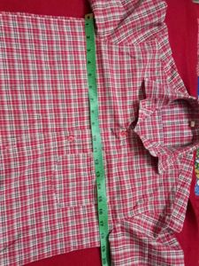 Red Plaid Shirt twice used measurement uploaded