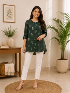 Stylish Green Printed Kurta for Women