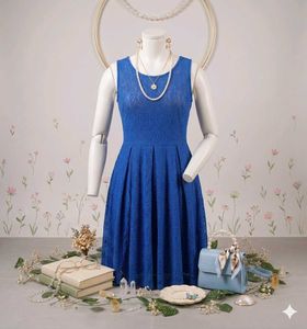 Blue Sheer Lace Dress