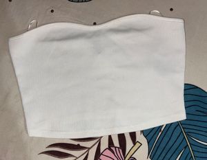 White Ribbed Tube Top