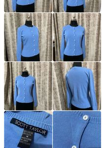 Baby Blue Zip-Up Cropped Sweater