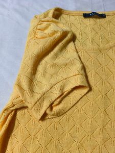 Yellow Textured Puff Sleeve Top