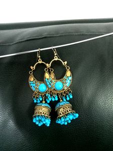 Antique Long Blue Stone Earring