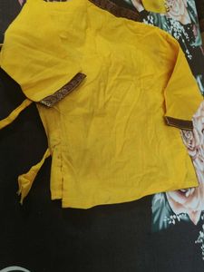 Yellow Krishna dress with dhoti for kids