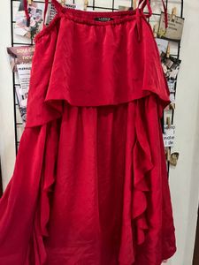 Vibrant Red Ruffled Mini Dress