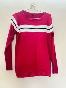 Pink Striped Knit Sweater