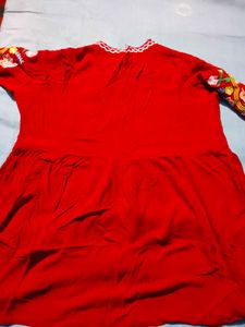Red Embroidered Kurta