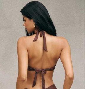 Stylish Brown Halter Bikini Top