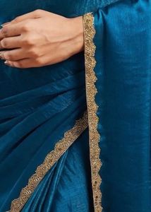 Teal Blue Embellished Saree with blouse 36 size