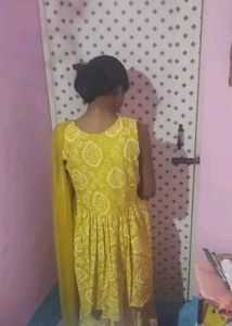 Yellow Printed Kurta Sharara Set