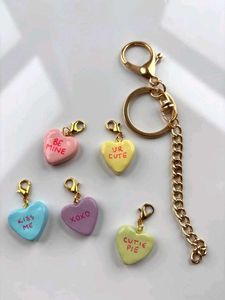 Candy Hearts Message Charm Keychain