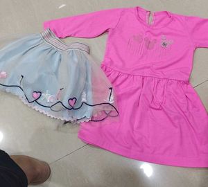 Cute Kids Dress &amp; Skirt Set